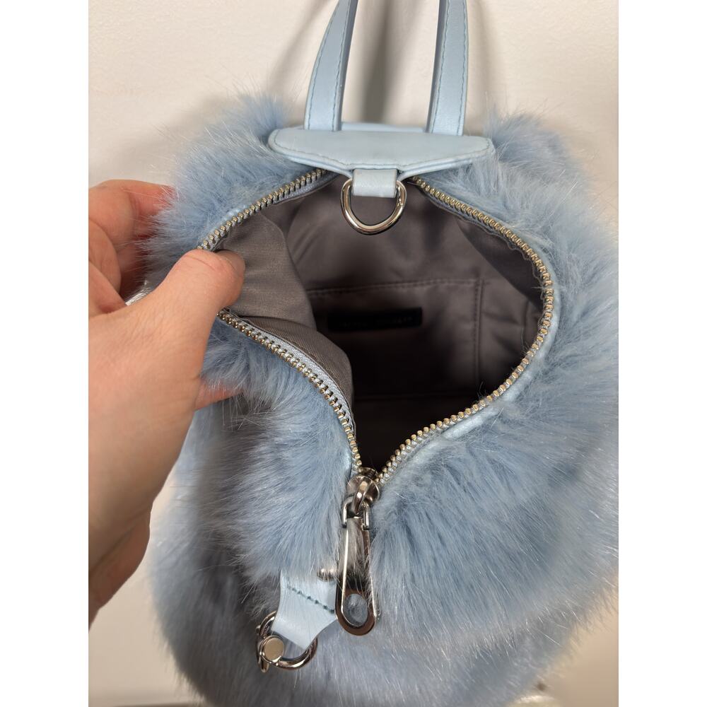 Rebecca Minkoff Backpack Womens Mini Light Blue Julian Convertible Faux Fur - Picture 6 of 11